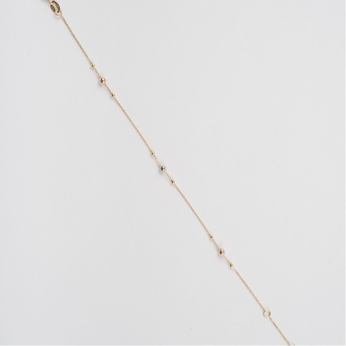 Bratara din Aur Galben, Alb, Roz de 18K cu Bile si Lant Diamantat