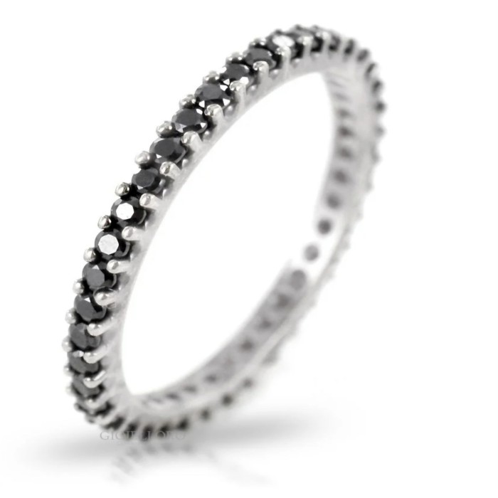 Inel Eternity din Argint 925 Placat cu Rodiu și Pietre Cubic Zirconia Negre  Sandra Ferretti