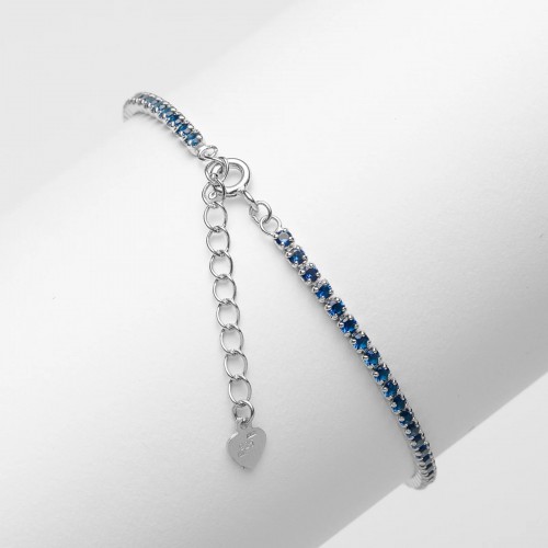 Bratara Tennis din Argint 925 placată cu Rodiu și Pietre Cubic Zirconia Albastru Safir, 1.5mm Bratara Tennis din Argint 925 placată cu Rodiu și Pietre Cubic Zirconia Albastru Safir, 1.5mm