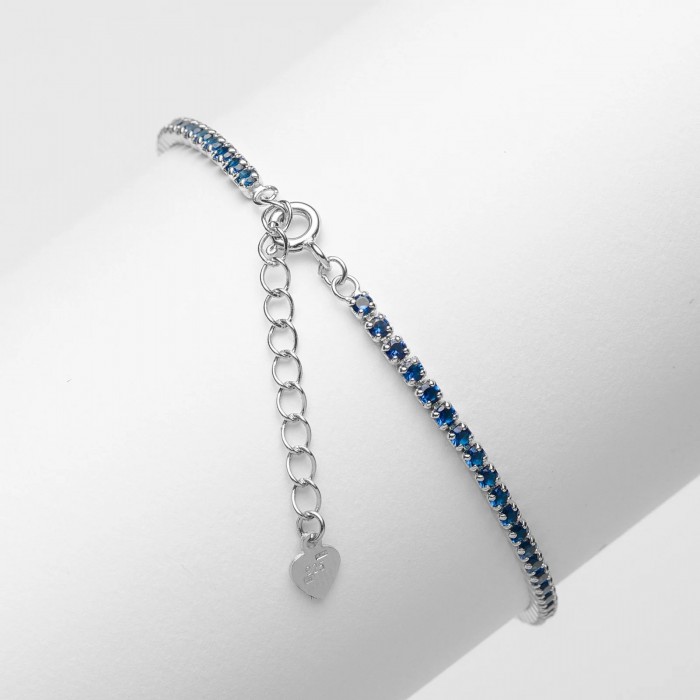 Bratara Tennis din Argint 925 placată cu Rodiu și Pietre Cubic Zirconia Albastru Safir, 1.5mm Bratara Tennis din Argint 925 placată cu Rodiu și Pietre Cubic Zirconia Albastru Safir, 1.5mm