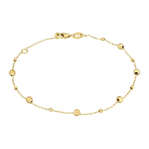 Bratara din Aur Galben de 18K cu Bile Diamantate si Bile Satinate Bratara din Aur Galben de 18K cu Bile Diamantate si Bile Satinate