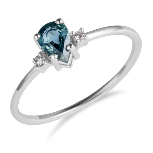Hanovra Ring 14K White Gold with 0.03 Carat Diamonds and 0.50 Carat Sapphire Sandra Ferretti Hanovra Ring 14K White Gold with 0.03 Carat Diamonds and 0.50 Carat Sapphire Sandra Ferretti