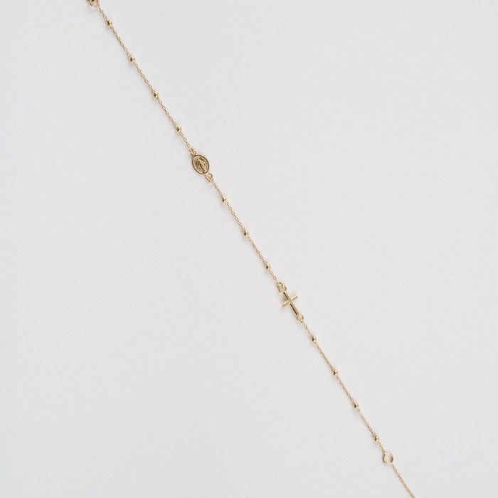 Bratara Rozariu din Aur Galben de 18K cu Lant Diamantat si Bile