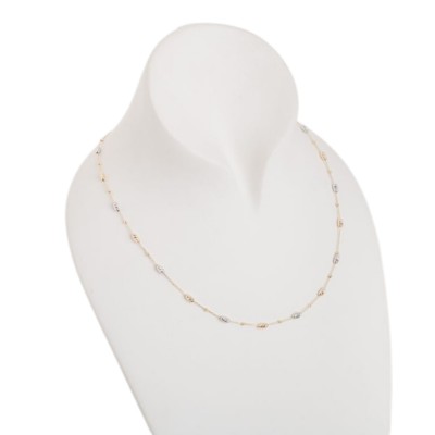 Colier din Aur Galben de 18K cu Lant Diamantat, Bile si Forme Geometrice Ovale Diamantate Multicolore Albe, Galbene
