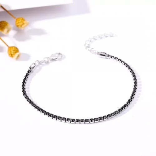 Bratara Tennis din Argint 925 placată cu Rodiu și Pietre Cubic Zirconia Negre, 1.5mm Bratara Tennis din Argint 925 placată cu Rodiu și Pietre Cubic Zirconia Negre, 1.5mm