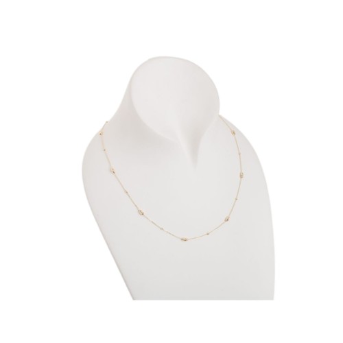 Colier din Aur Galben de 18K cu Bile si Bile Diamantate Ovale