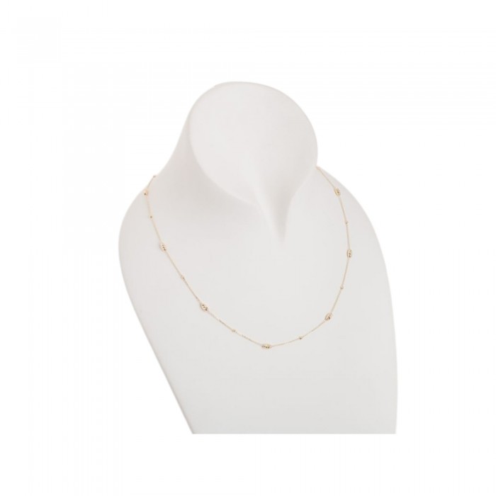 Colier din Aur Galben de 18K cu Bile si Bile Diamantate Ovale