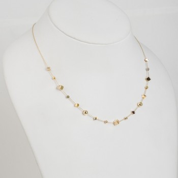 Colier din Aur Galben de 14K cu Lant Diamantat, Bile si Cuburi