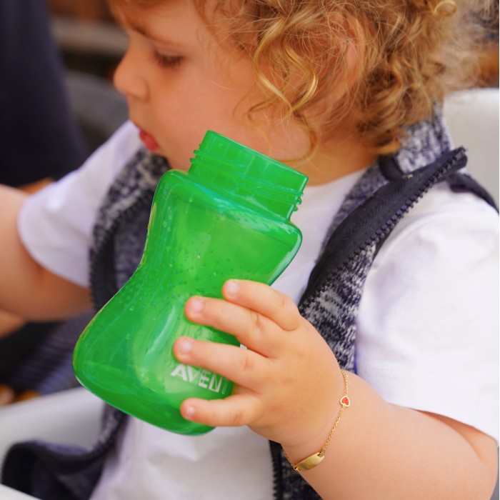 Bratara pentru Copii din Aur Galben de 14K cu Placuta Nume si Inima Rosie