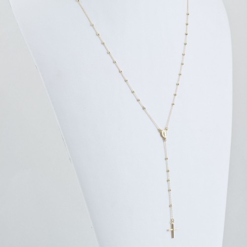 Rozariu 62 cm din Aur Galben de 18K cu Bile si Lant Diamantat