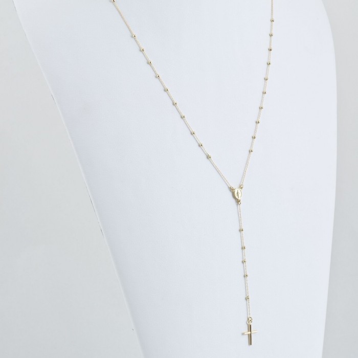 Rozariu 62 cm din Aur Galben de 18K cu Bile si Lant Diamantat