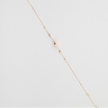 Bratara din Aur Galben, Alb, Roz de 18K cu Lant si Bile Diamantate 