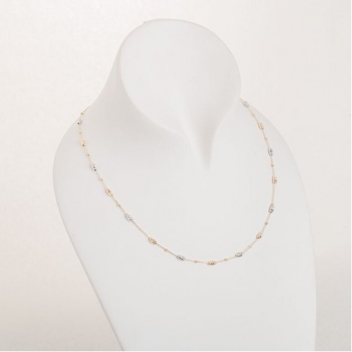 Colier din Aur Galben de 18K cu Lant Diamantat, Bile si Forme Geometrice Ovale Diamantate Multicolore Albe, Galbene